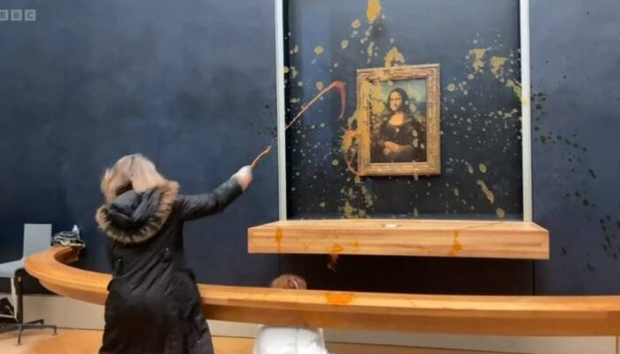 Video: Aktivis Lingkungan di Prancis Lempar Sup ke Lukisan Mona Lisa