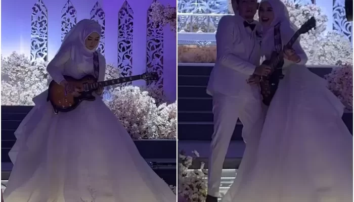 Wow! Pengantin Wanita Ini Mainkan Melodi Canon Rock saat Resepsi