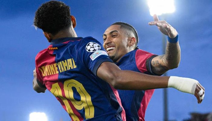 Raphinha dan Lamine Yamal Bintang di Laga Barcelona vs Benfica, Barca ke Perempat Final Liga Champions 2024/2025